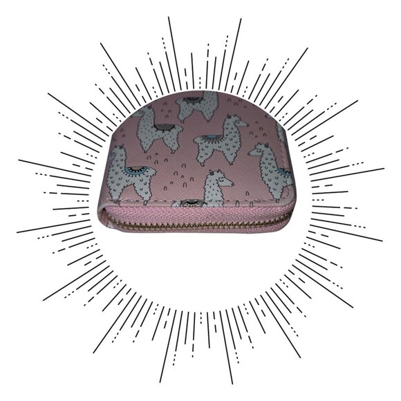 Trendy Organizational Pink with White Lamas Clutch Zippered Phone Wallet - Picture 5 of 16